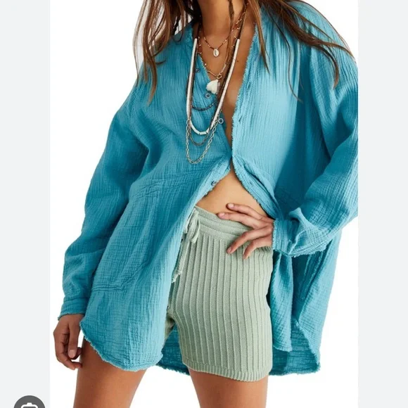 FREE PEOPLE SUMMER DAYDREAM BUTTON DOWN - Picture 3 of 6